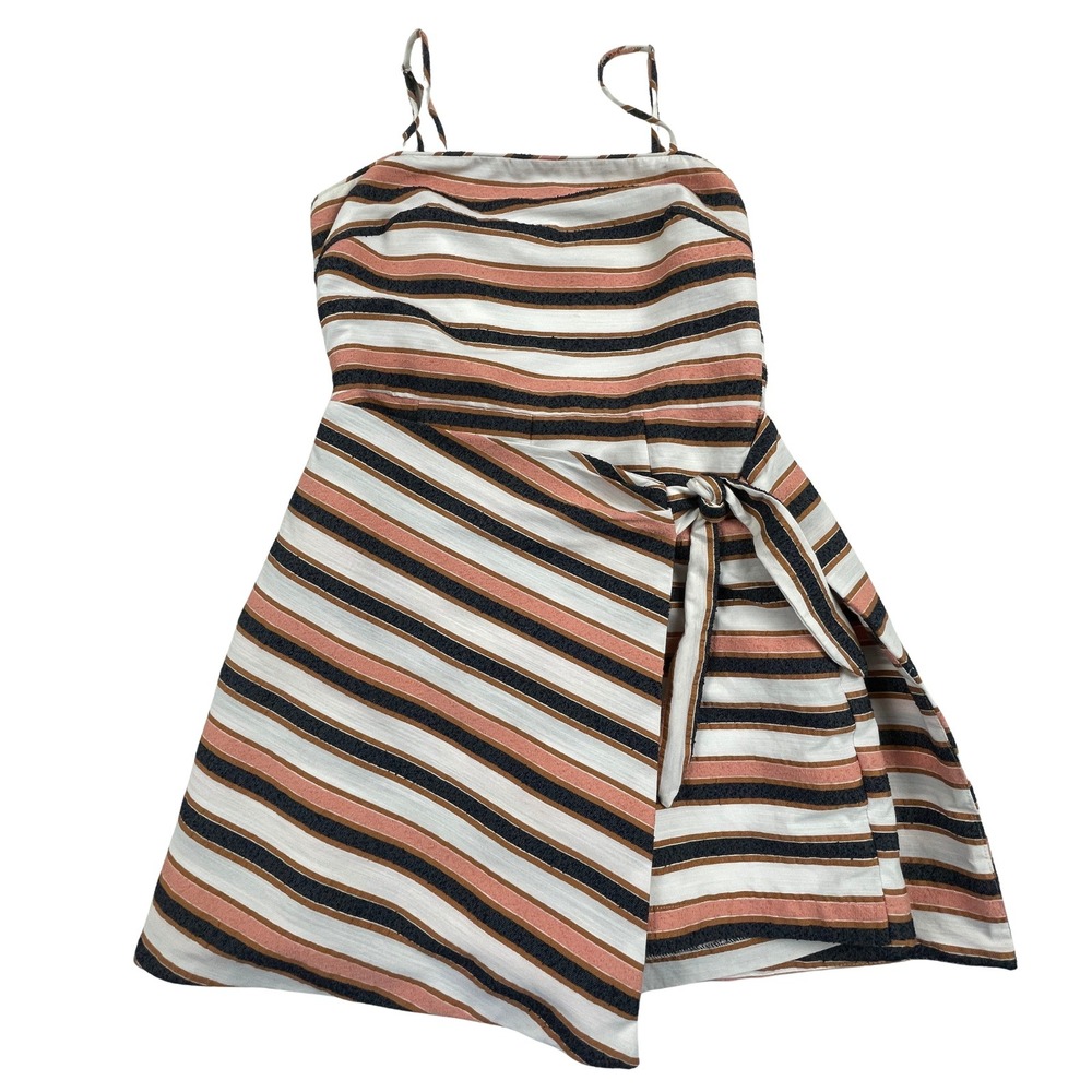 Adelyn Rae Striped Romper Skort‎ S Boho Chic Resort Wear Coastal Faux Wrap Tie